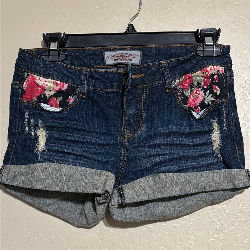 Floral Pocket Denim Shorts